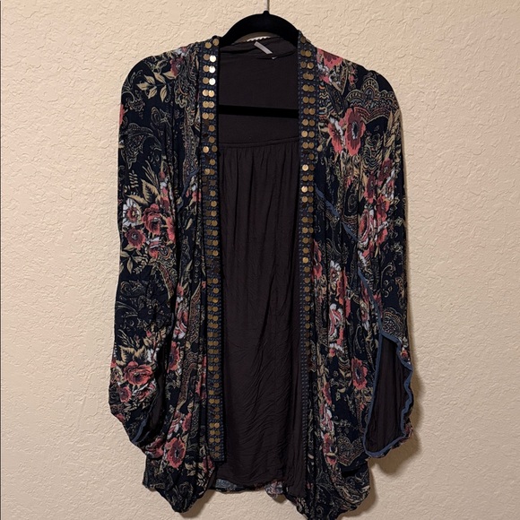 Free People Sweaters - Free People Floral Cardigan with Gold Accents